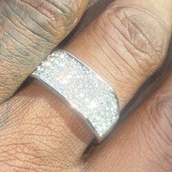 Men’s Silver Ring Size 10 Lab Created Diamonds