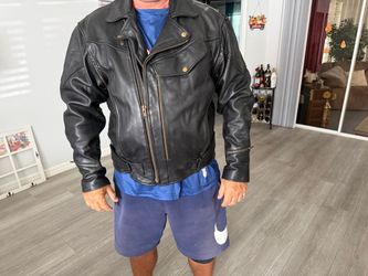 Black Leather Motorcycle Biker Jacket