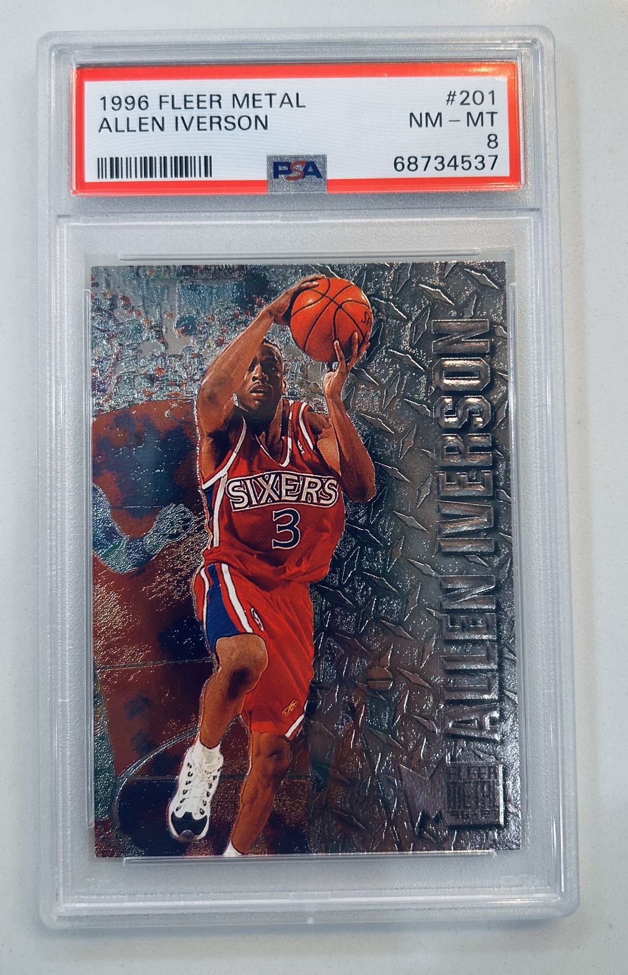 1996-97 Fleer Metal - #201 Allen Iverson (RC) PSA 8 🔥