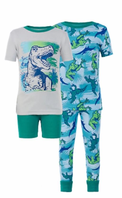 Kirkland Signature Kids' DINOSAUR 🦖 4-Piece Pajama Set Organic Cotton Size 6