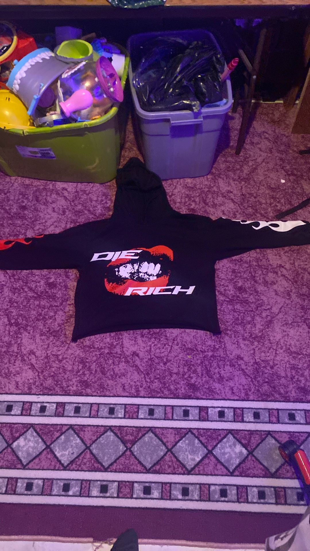 Designer Hoodie, Black Red White,Size Small