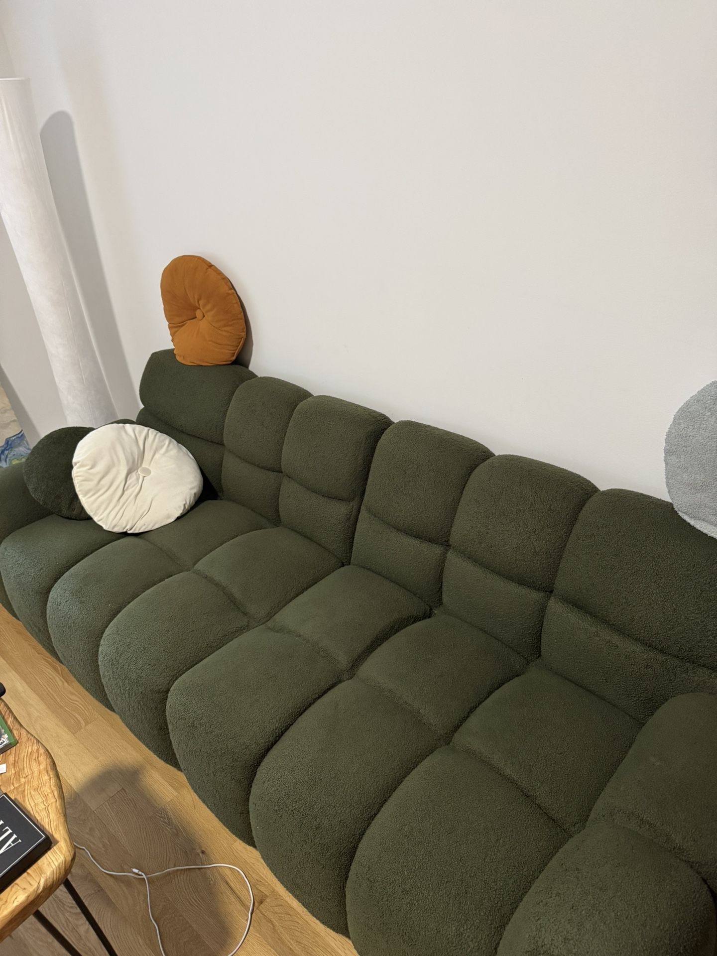 Boucle Cloud Fabric sofa Olive Green
