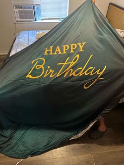 New cover 7x7ft Happy Birthday Round Backdrop Cover Dark Green Polyester Circle Photography Background for Men Women Birthday Party Banner Cake Table
