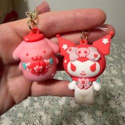 Sanrio Kuromi & Pompompurin Keychains Set of 2