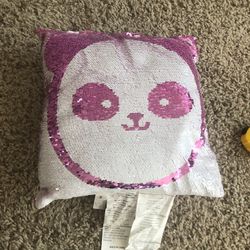 Reverse  New Sequin Panda Face Pillow