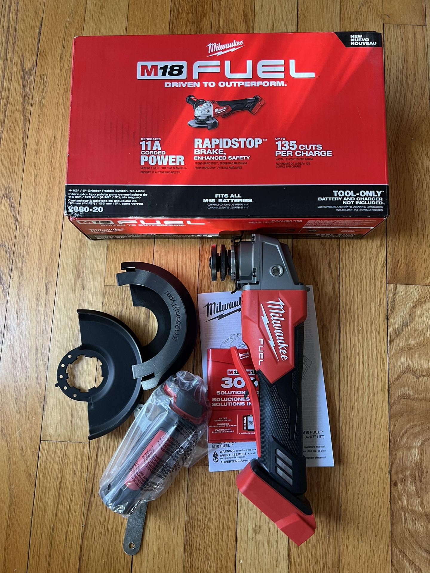 Milwaukee M18 Fuel Brushless 1/2” 5” Grinder With Paddle Switch