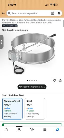 Onlyfire Stainless Steel Rotisserie Ring Kit