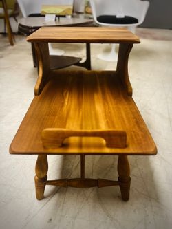 Completely Refinished Walnut Step Tables (2) Designed By Herman De Vries For Cushman Colonial Creations