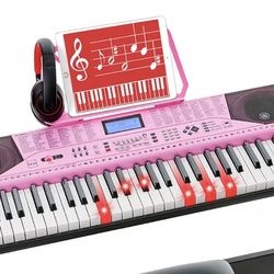 61-Key Beginners Complete Electronic Keyboard Piano Set w/Lighted Keys