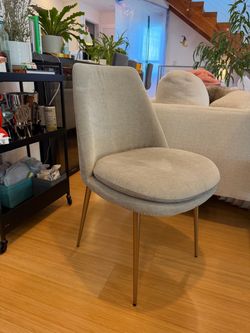 West Elm Dining Chairs — Set of 4, Gray with Brass Legs