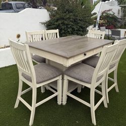 Farmhouse  Dining Table Set 6 Chairs Included