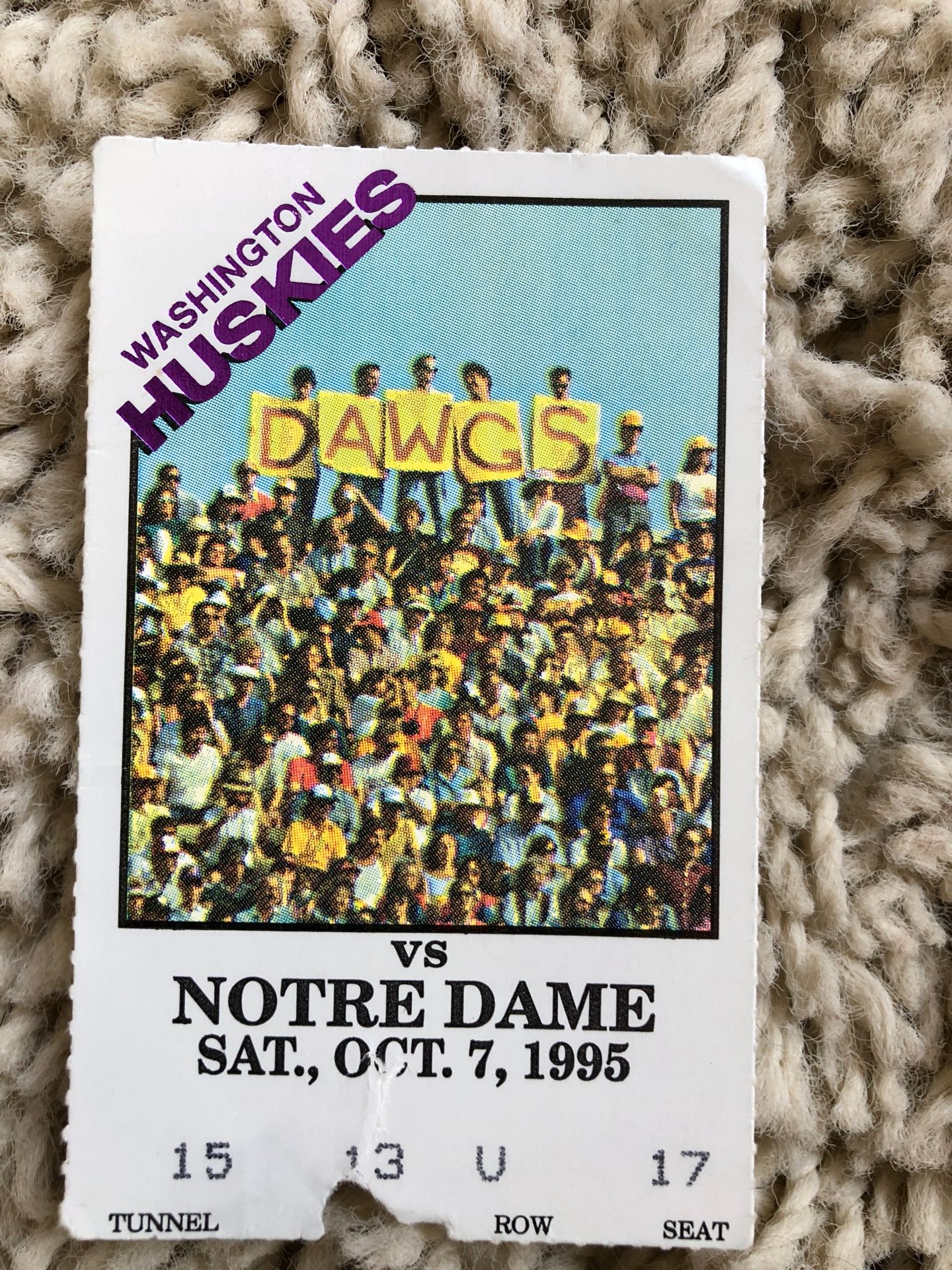 Washington Huskies 95”ticket sub bs Notre Dame