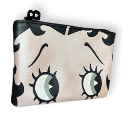 Limited Edition Betty Boop Black Sequin Cosmetic Toiletries Travel Small Zip Bag