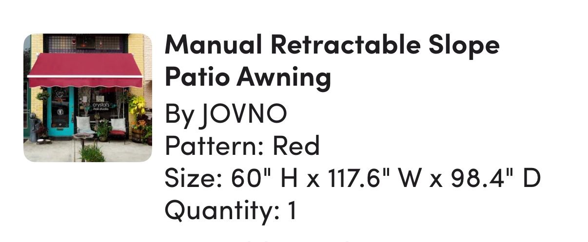 Manual Red Awning Dimensions Are On The Picture
