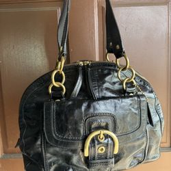 Coach Black Patent Leather With Hardware