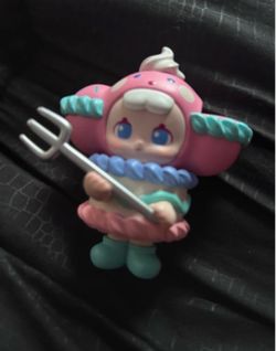 Pink Kawaii Designer Vinyl Figure with Trident