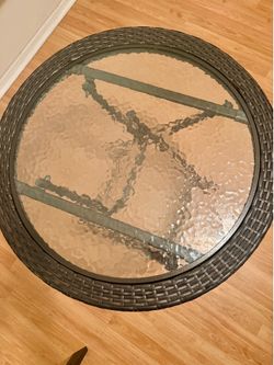 Round Glass Top Folding Bistro Table