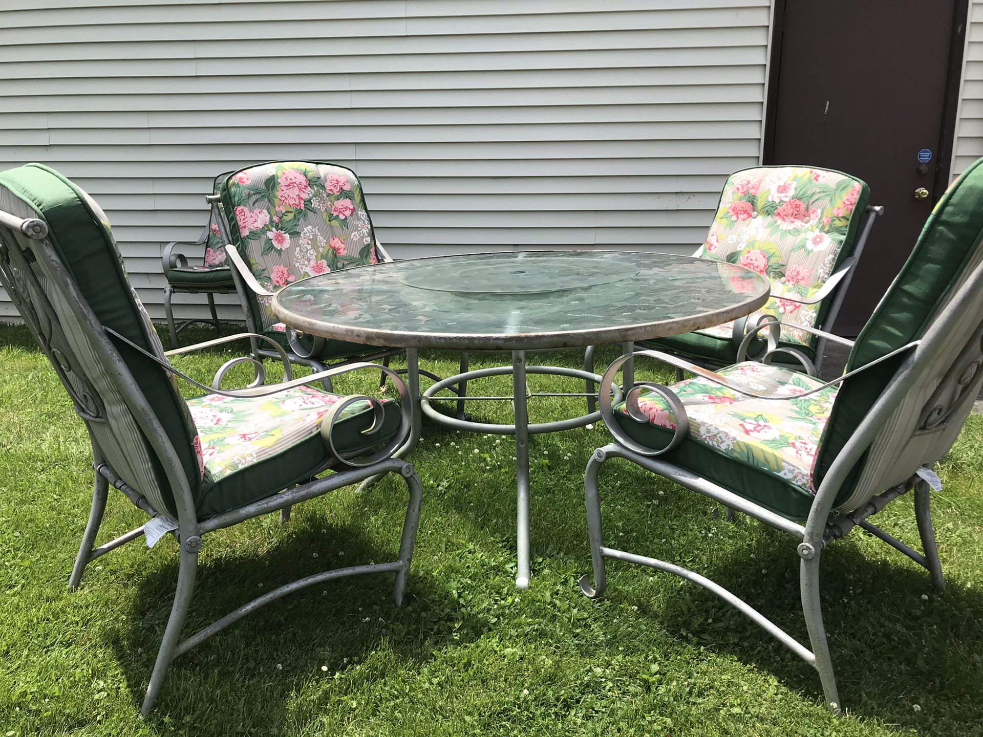 Porch furniture outdoor patio furniture glass table chairs cushions