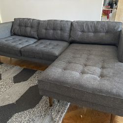 West elm sectional Couch With Chaise Lounge 