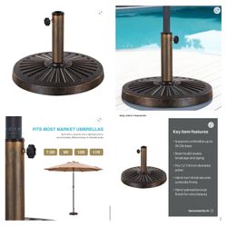 7.5’ Patio Umbrella + 26.5 lb Bronze Base – Outdoor/Market Ready