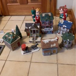 Ceramic Train Set Decorating Houses