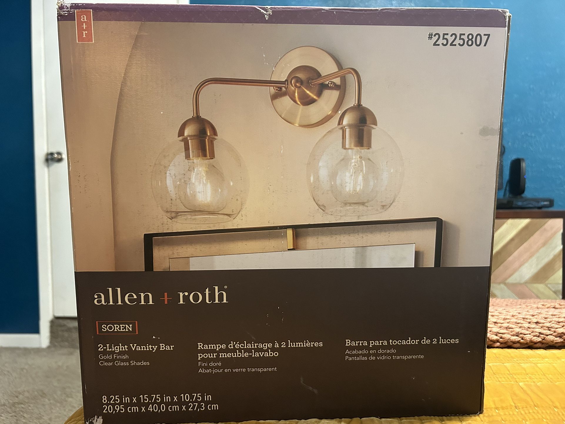 Allen and Roth Origin 21 Soren 15.75-in 2-Light Brushed Gold Transitional Vanity Light