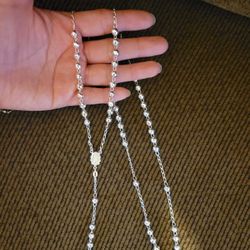 925 Italy Sterling Silver Diamond Cut Beads Virgin Mary Rosary Necklace 28" for Men Women Rosario Plata 925 Virgen De Guadalupe 28" Unisex 