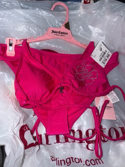 NWT Pink Hibiscus Juicy Couture Swimsuit String Bikini Two Piece Sz Large