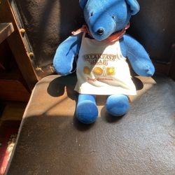 Vintage Blue Plush Aunt Jemima Breakfast Bear wearing Apron