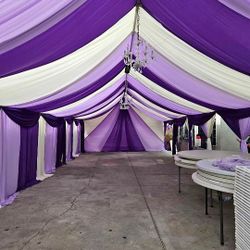 Tent Drapping Chairs And Tablecloth Tables