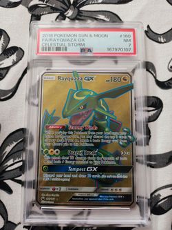 Pokemon PSA 7 Rayquaza GX Full Art Celestial Storm