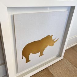 Restoration Hardware Nursery Wall Art - Gold Foil Rhinoceros