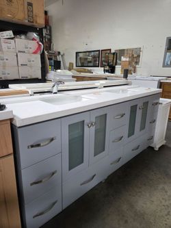 Beautiful Gray Bathroom Vanity 72"