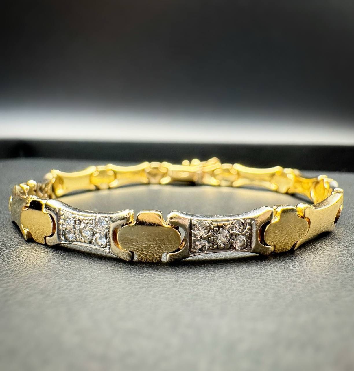 14k solid yellow & white gold 0.5CTW Moissanite stone fashion ladyβs bracelet 7.5β 5mm 11.7 grams