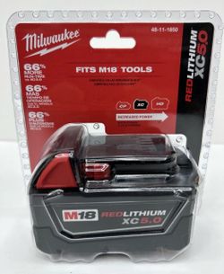Milwaukee 48-11-1850 M18 XC 5.0 AH 18 Volt Capacity Battery Pack