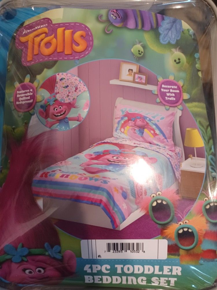 Trolls 4 Piece Toddler Bedding Set