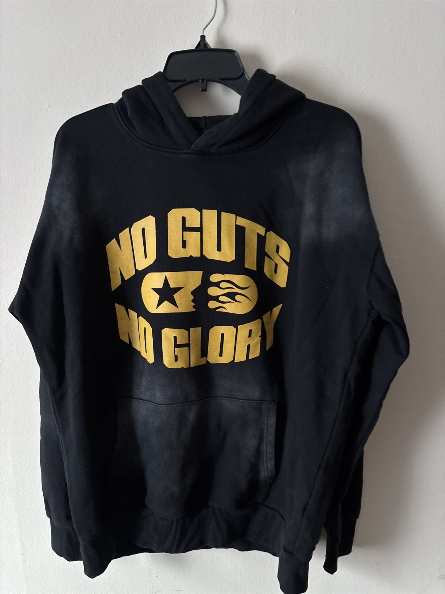 Hellstar “No Guts No Glory” Hoodie – Black/Yellow – Size L ⚡🔥