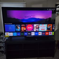 75 Inch LG TV With Black Stand 