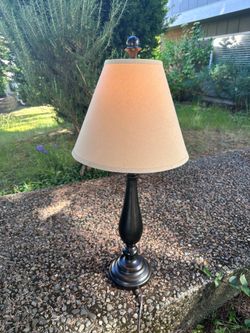 Bronze Finish Table Lamp with Tan Shade