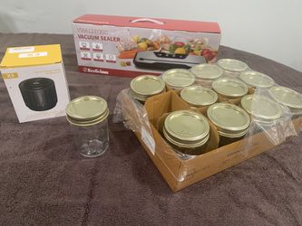 NEW, Never Used — Food Vacuum Sealer + Mason Jar Sealer & Jars