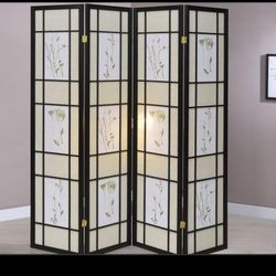 Catabella 4-Panel Room Divider Folding Shoji Screen Floral. NEW.