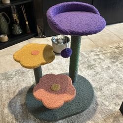 3 Level Multicolor Flower Cat Tower 