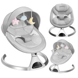 HARPPA Electric Baby Swing for Infants with Bluetooth Music, 5 Sway Speed, Remote Control, Gray