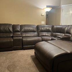 Brown Leather L-Sectional
