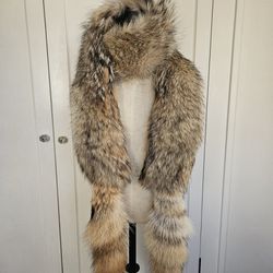 Real Coyote Fur Boa Scarf Stole 90" Long! NO OFFERS 