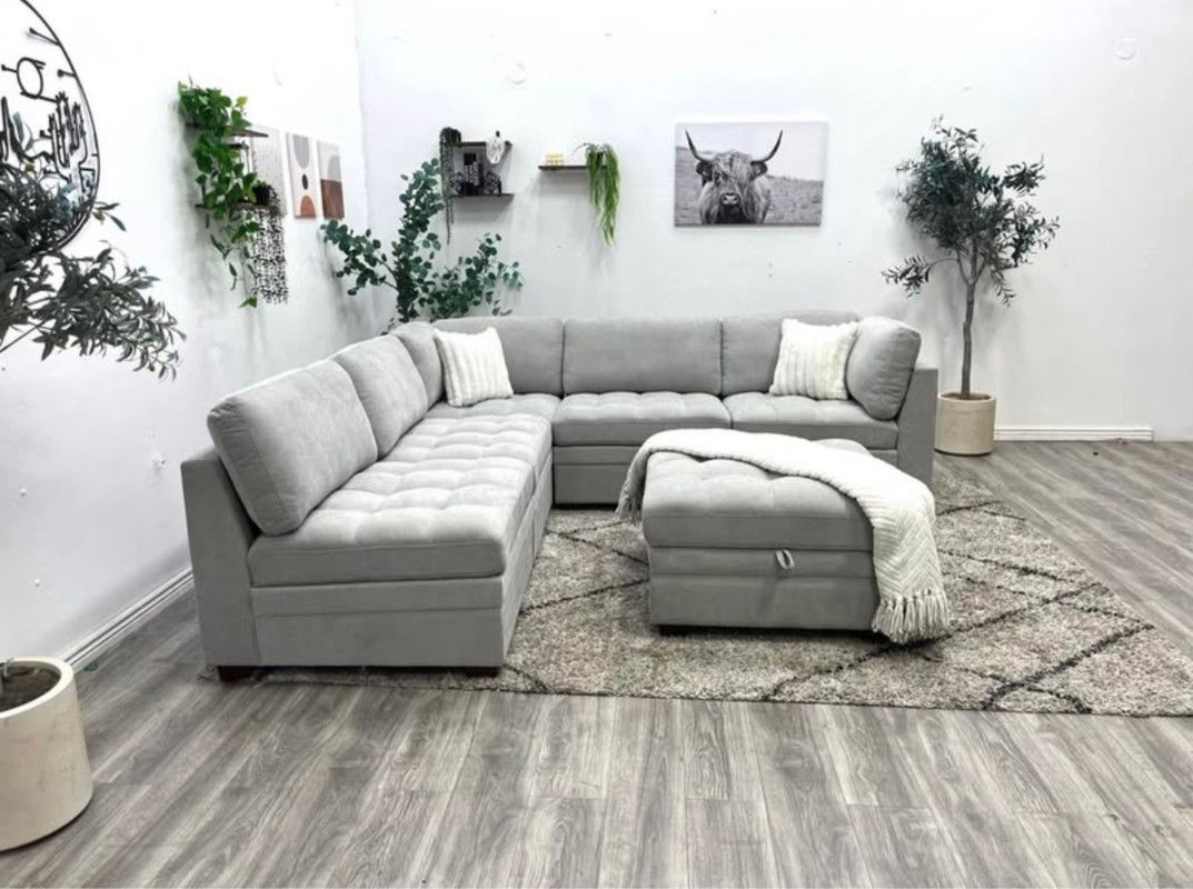 6 Piece Modular Costco Sectional Sofa with Ottoman Storage