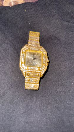 Iced out moissinite Roman watch gold