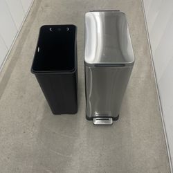 Home Zone Living 12 Gallon Slim Kitchen Trash Can with Slow Close Lid and Step Pedal, Stainless Steel, Silver, 45 Liters