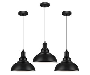 3-Pack Black Farmhouse Pendant Light Adjustable Pendant Lighting for Kitchen Island Industrial Hanging Barn Pendant Lights Over Island Sink Light Fixt