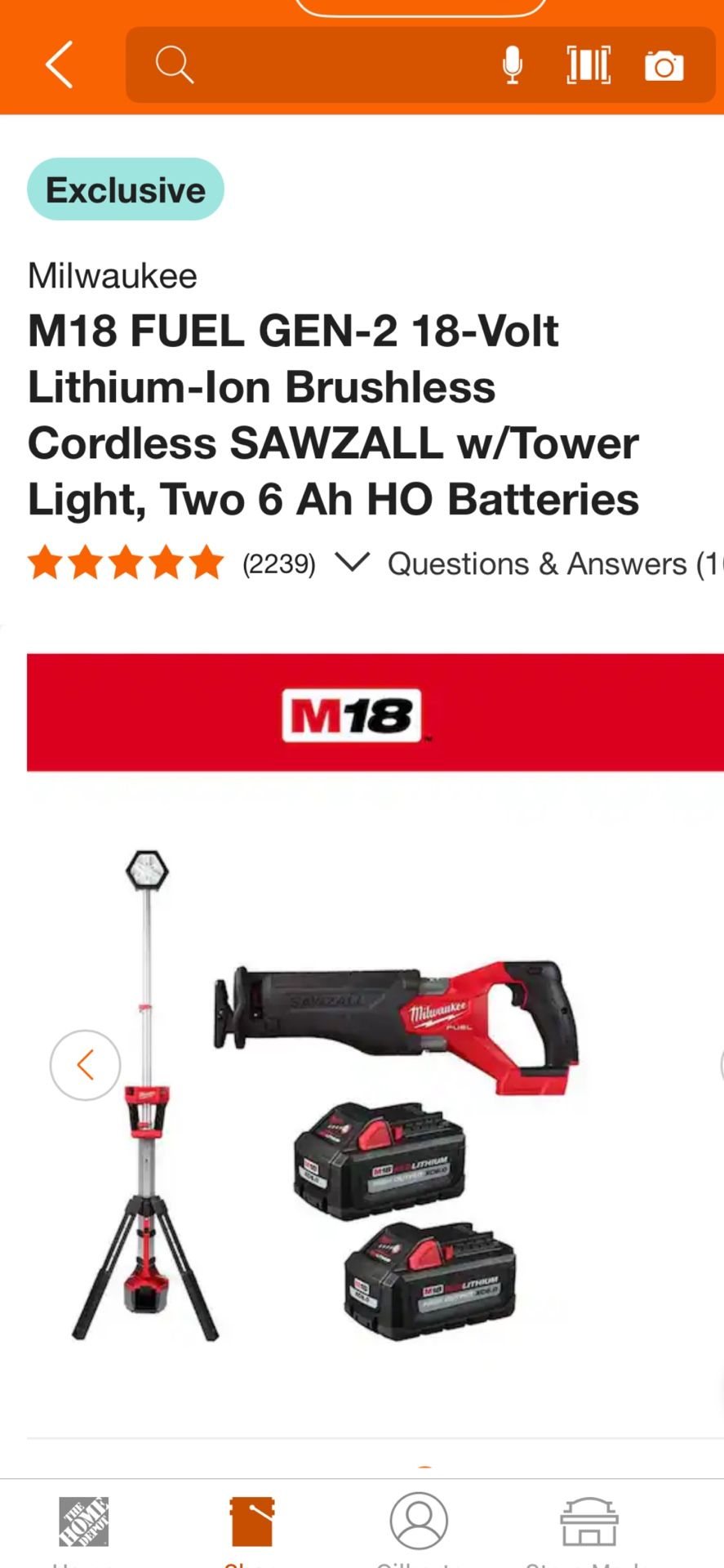 M18 Milwaukee Tower Light And Batteries